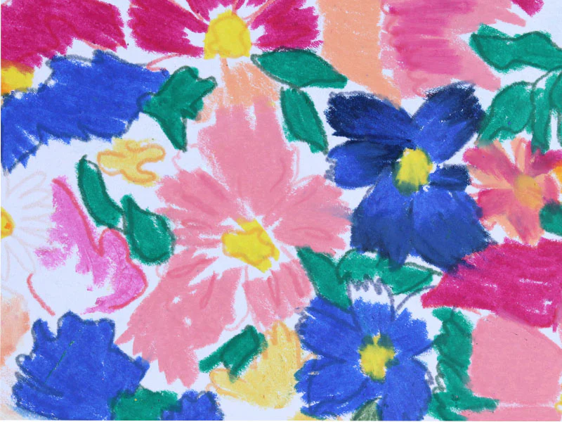 Création artistique au pastel gras - paysage coloré