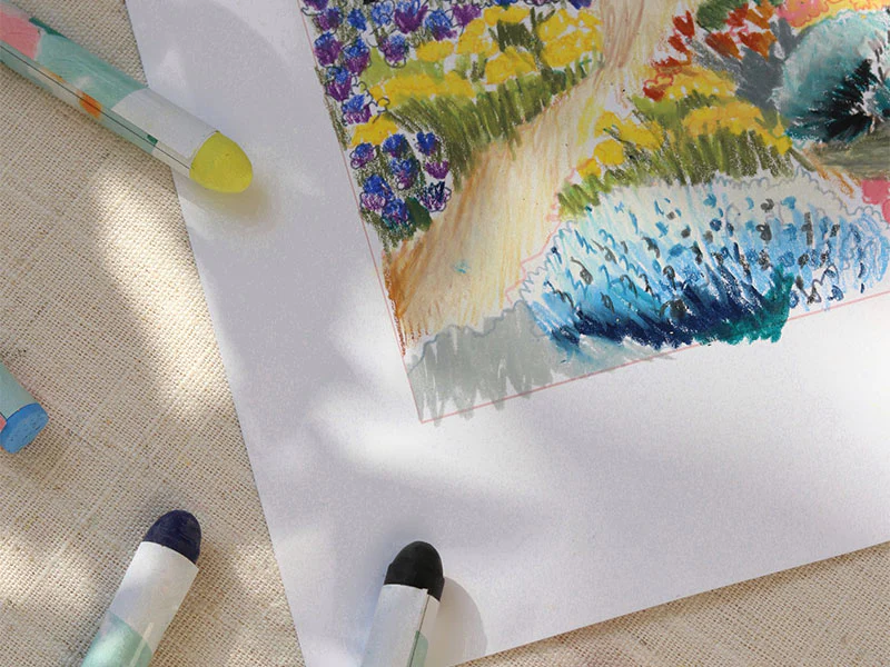 Dessin au pastel gras - fleurs